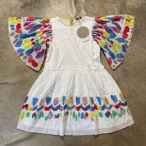 Stella McCartney Kids Girls Dress Size 10 Multicolor Flutter Sleeve NWT